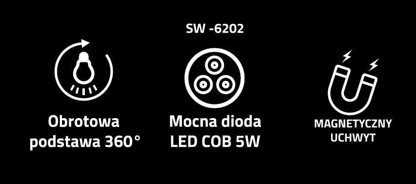 Lampa warsztatowa LED 5W zielona z magnesem