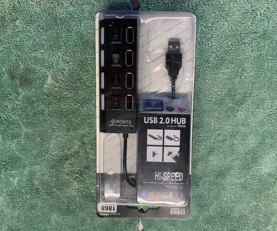USB Hub hi-speed разветвитель юсби 4 разьёма для ноутбука или комп.