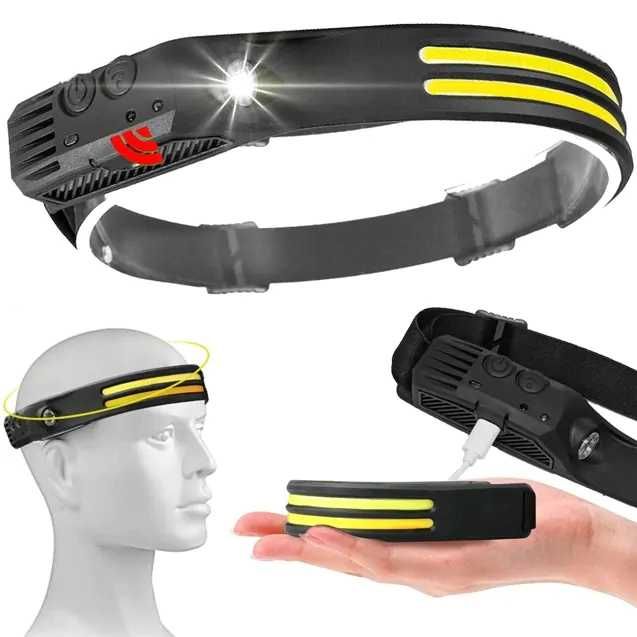 Latarka Czołowa LED Czujnik Ruchu Akumulator 5 Trybów MOCNA (L3228)