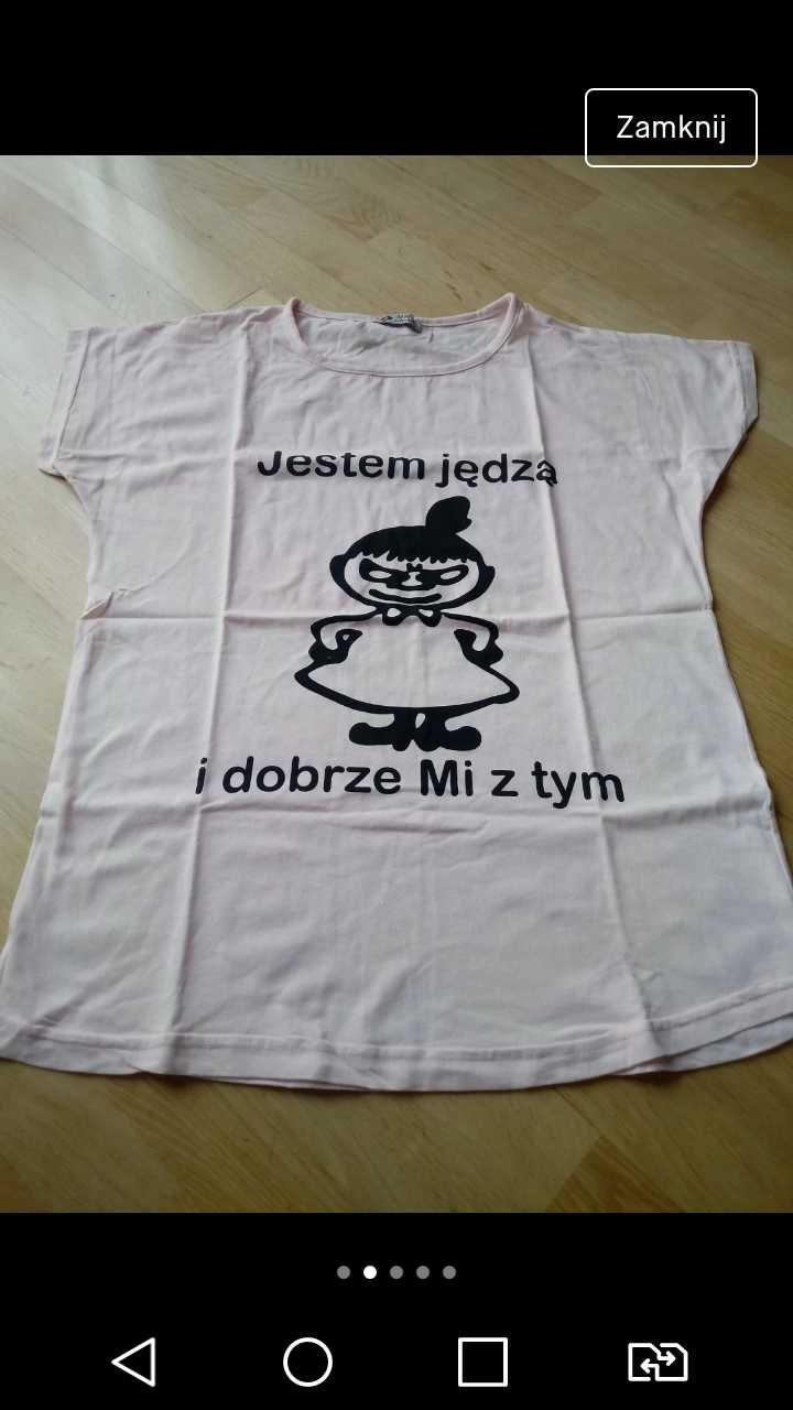 Pudrowy róż podkoszulek/ T-shirt koszulka z krótkim rękawem r. XL