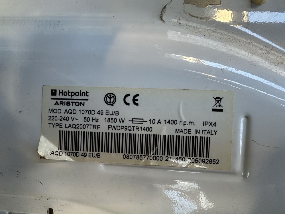 Пральна машина HOTPOINT ARISTON AQD1070D 49 EU/B на розбор, запчастини