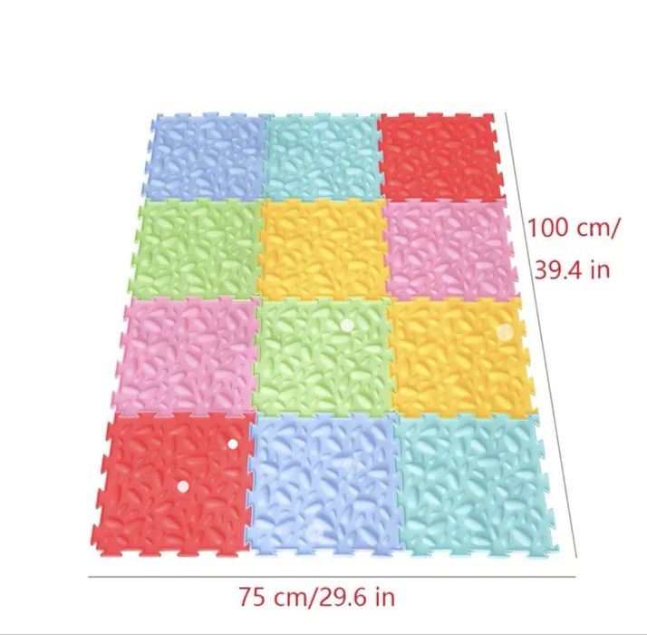 Ортопедичний масажний килимок  набір з 12 кольорових модулів