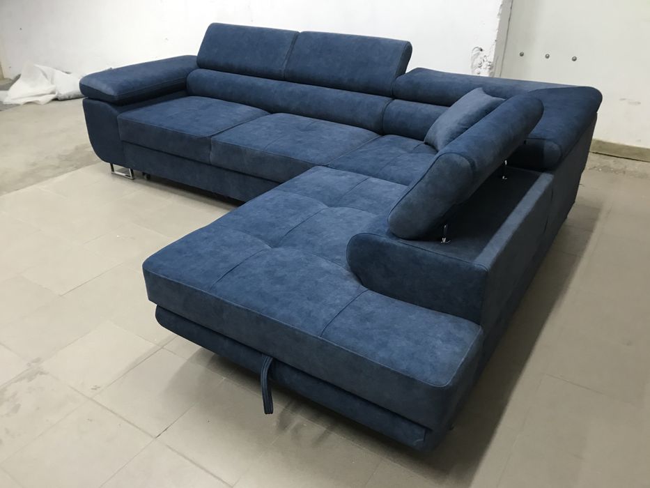 Narożnik w tkaninie ROYAL z funkcją spania i pojemnikiem na pościel