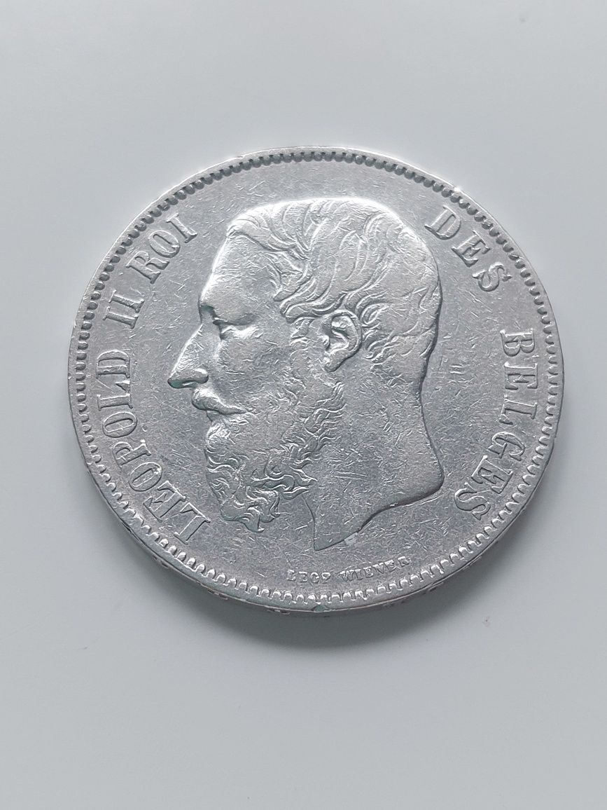 5 франків Бельгія Leopold II (1874)