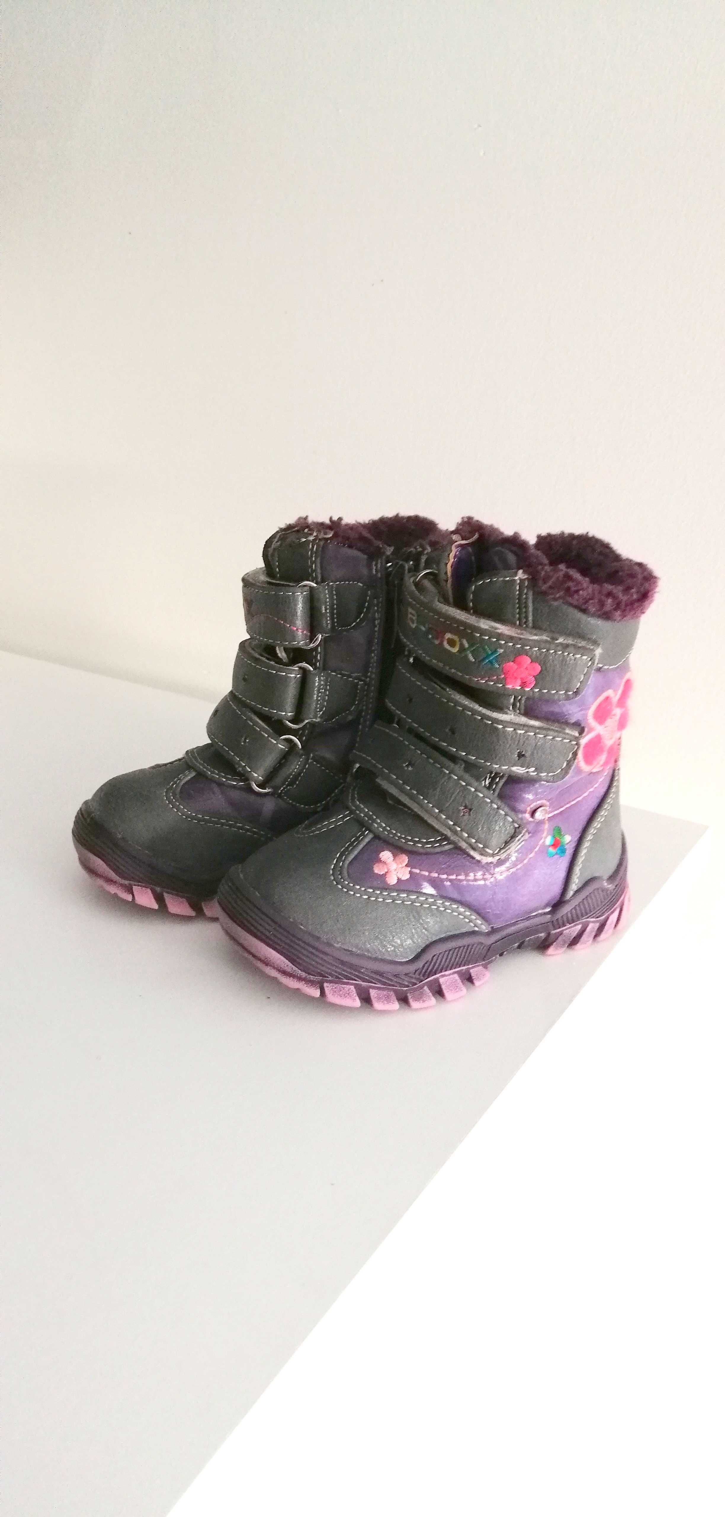 ciemne fioletowe buty kozaki zimowe dla dziewczynki 22cm dziewczęce