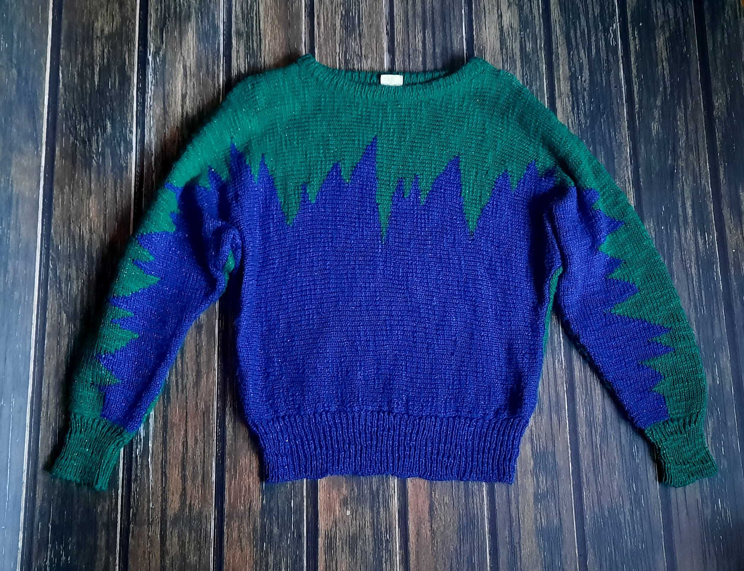 Sweter kolorowy vintage z ciekawym wzorem M L