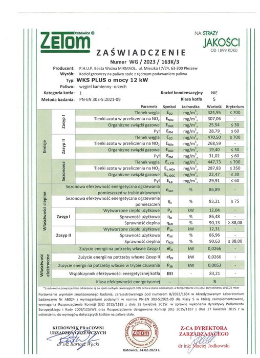 Kocioł c.o. węgiel WKS PLUS 12 kW piec drewno kotly 5 klasa gratis