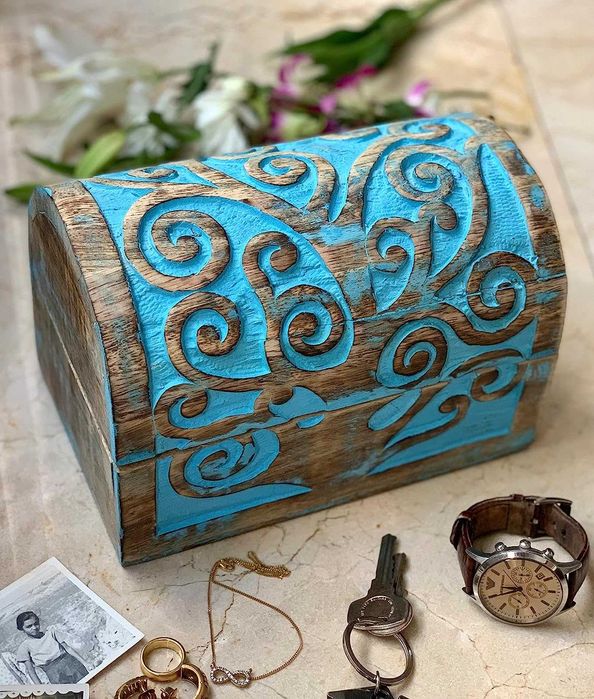 Kuferek drewniany, szkatułka handmade na drobiazgi
