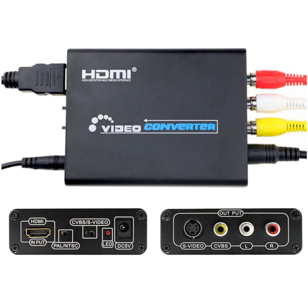 Konwerter z HDMI PAL/NTSC na do S-video RCA AV 3x chinch Svhs