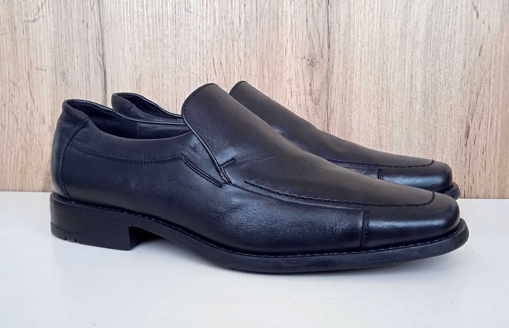 Німецькі натуральні шкіряні чоловічі туфлі, чорні лофери, демі, р. 41