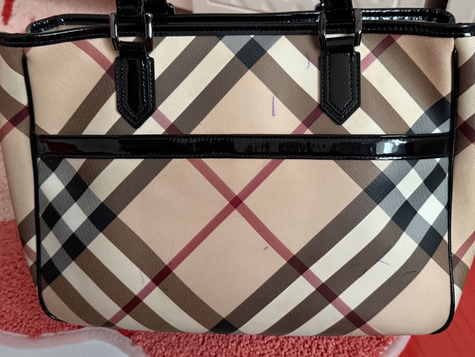 Шикарная оригинальная кожаная сумка тоут burberry pre-supernova check