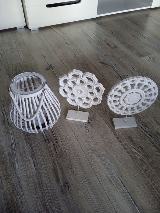 Białe dekoracje w stylu Boho, zestaw, lampion, mandala