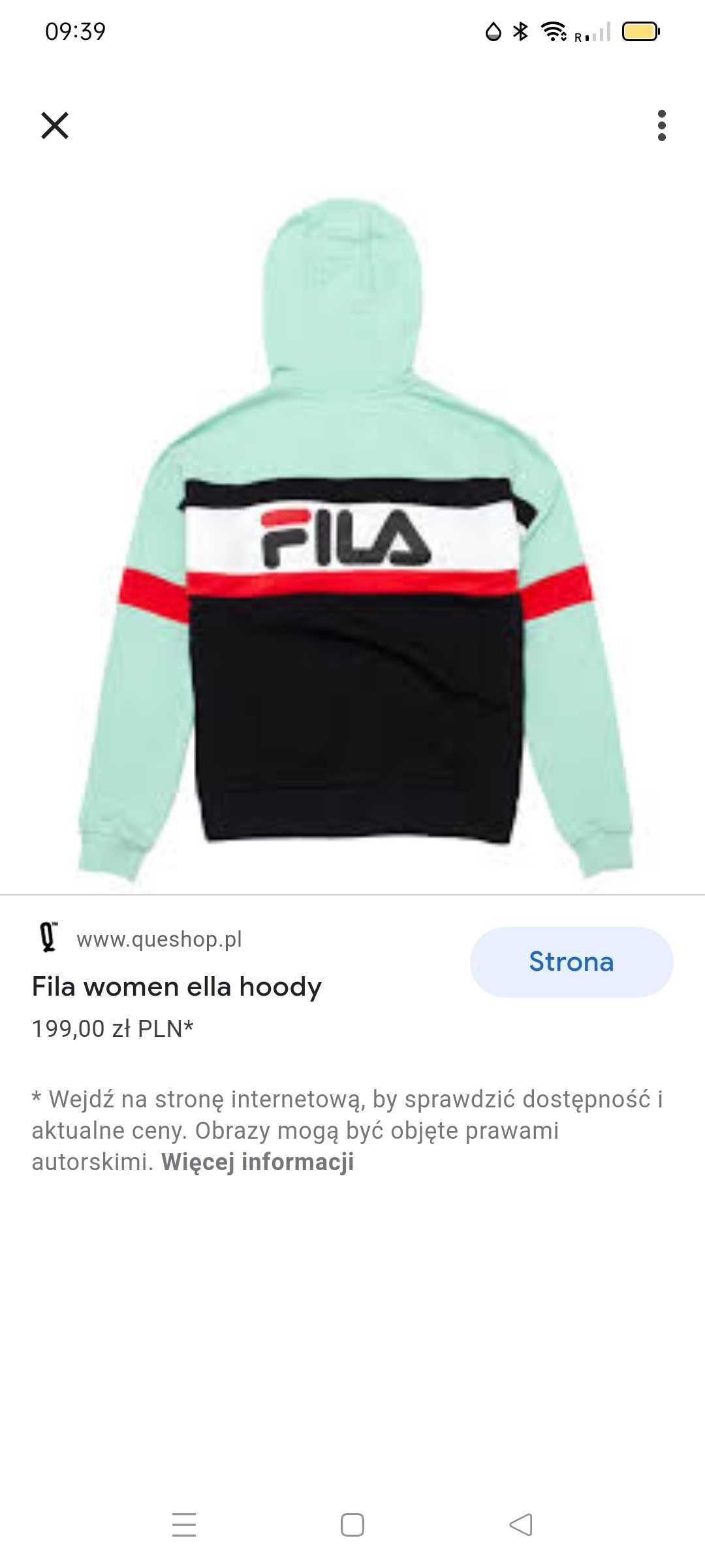 Fila bluzy damskie z kapturem z długim rękawem