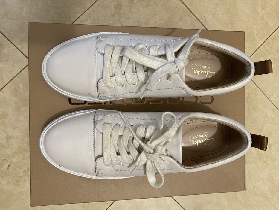 Белые кожанные кеды Clarks 39 р