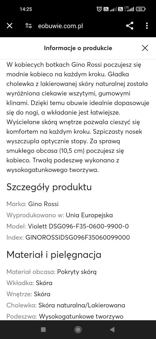 Czarne lakierowane botki szpilki Gino Rossi Violett 39