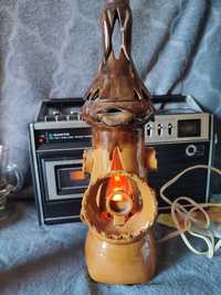 Lampka PRL latarnia / kominek  żarówka płomien