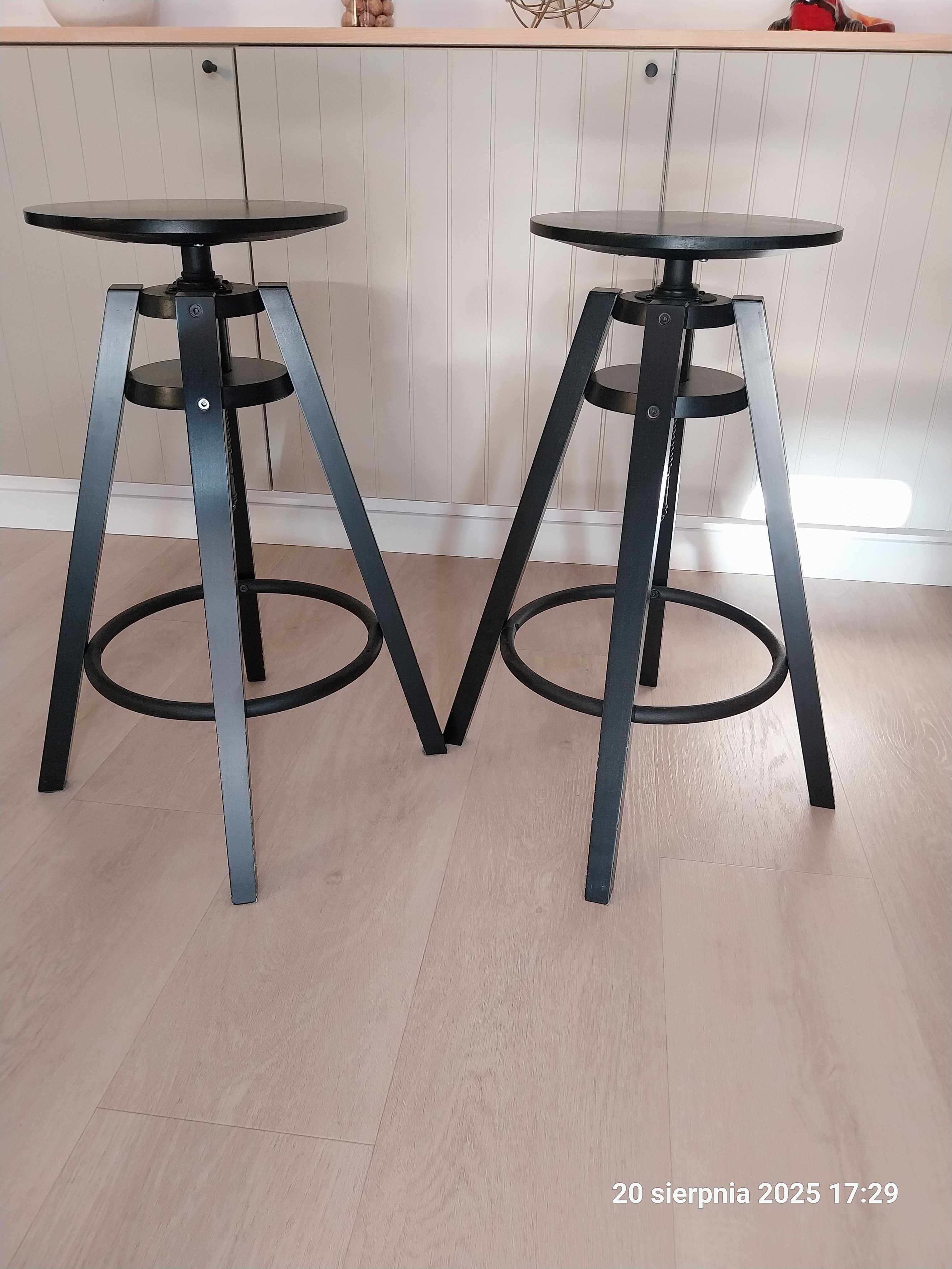 ikea DALFRED Stołek barowy, drewniany, czarny, 63-74 cm