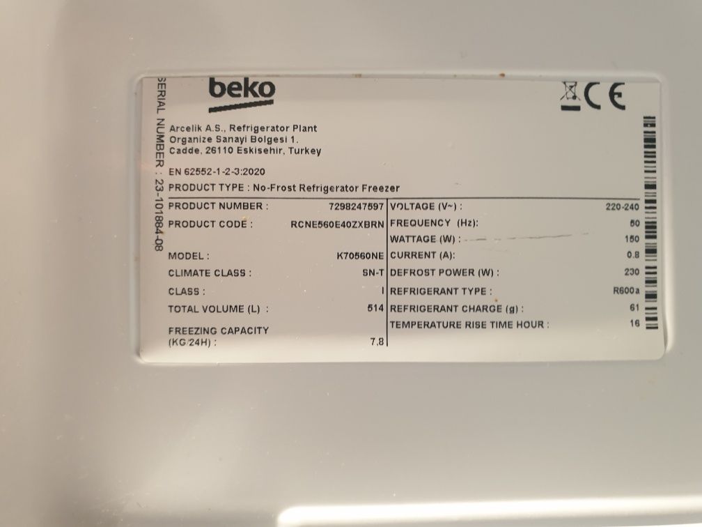 Lodówka Beko No Frost RCNE560E40ZXBRN, 190cm.