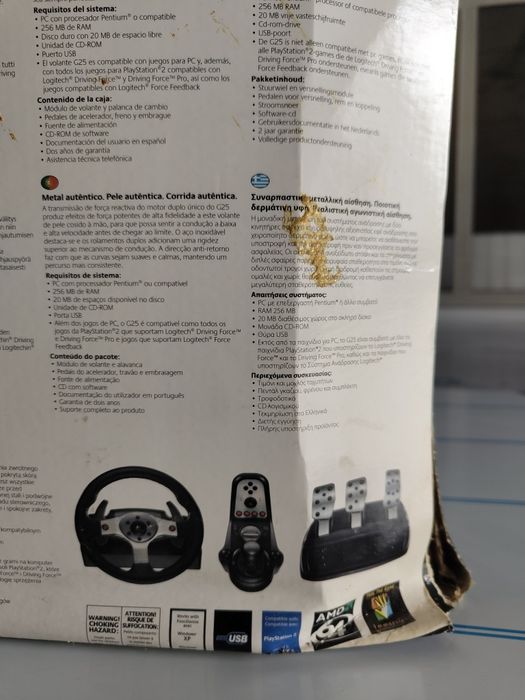Volante Logitech G25+Pedais+Manete de mudanças (Volante e fole da Mane
