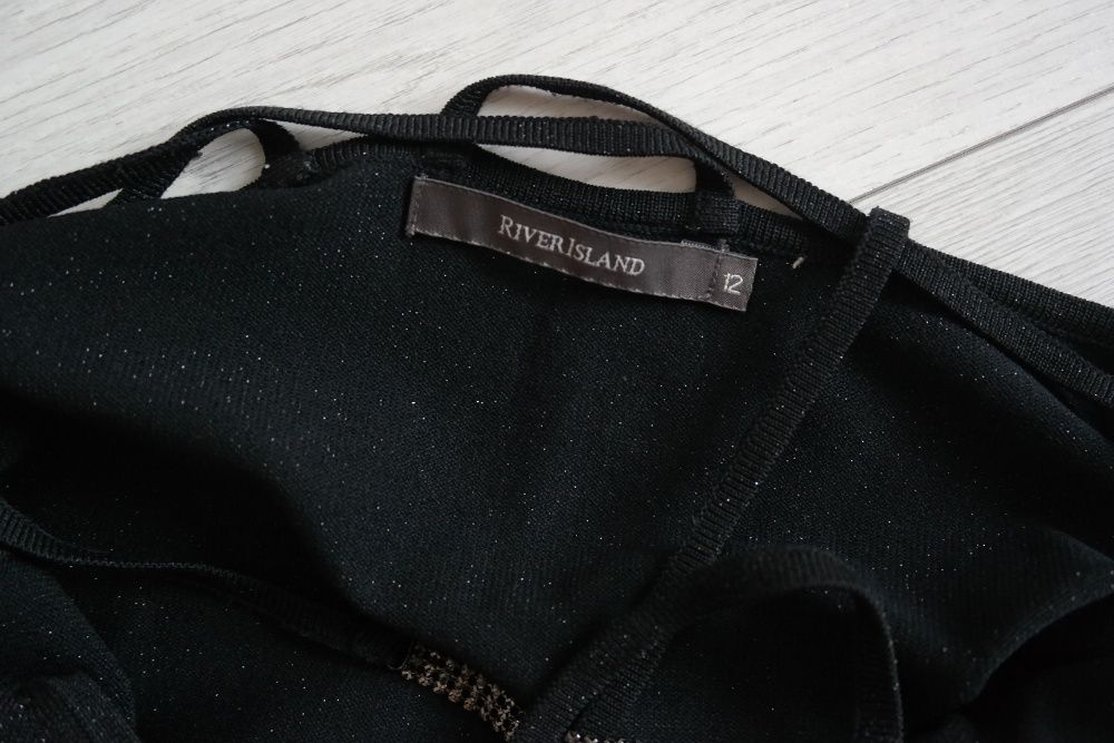 elegancka bluzka~ozdobne łańcuszki~River Island r.38~impreza~karnawał