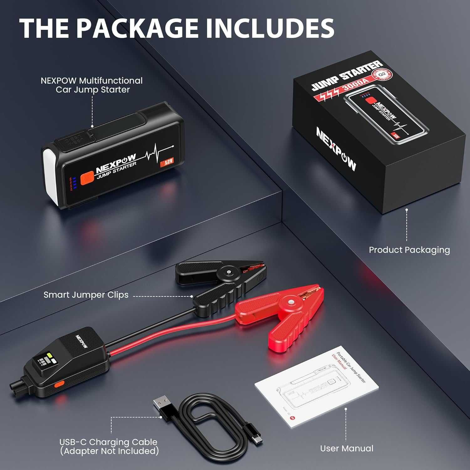 NEXPOW Powerbank, Urządzenie Rozruchowe do Samochodu, 3000A
