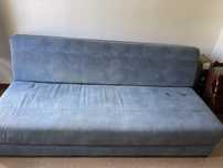 Sofa cama veludo azul