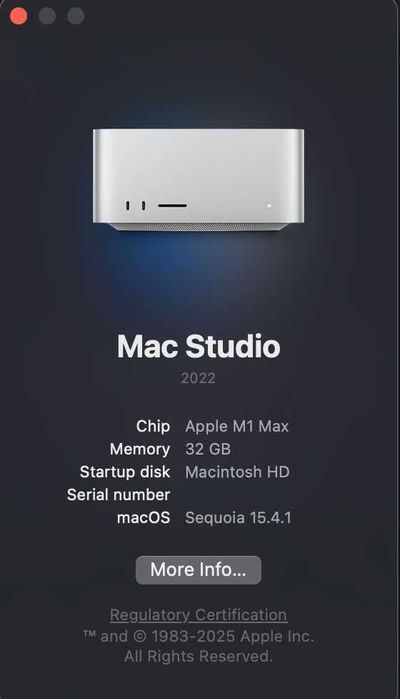 Mac Studio M1 Max 32gb Ram 500gb com Caixa