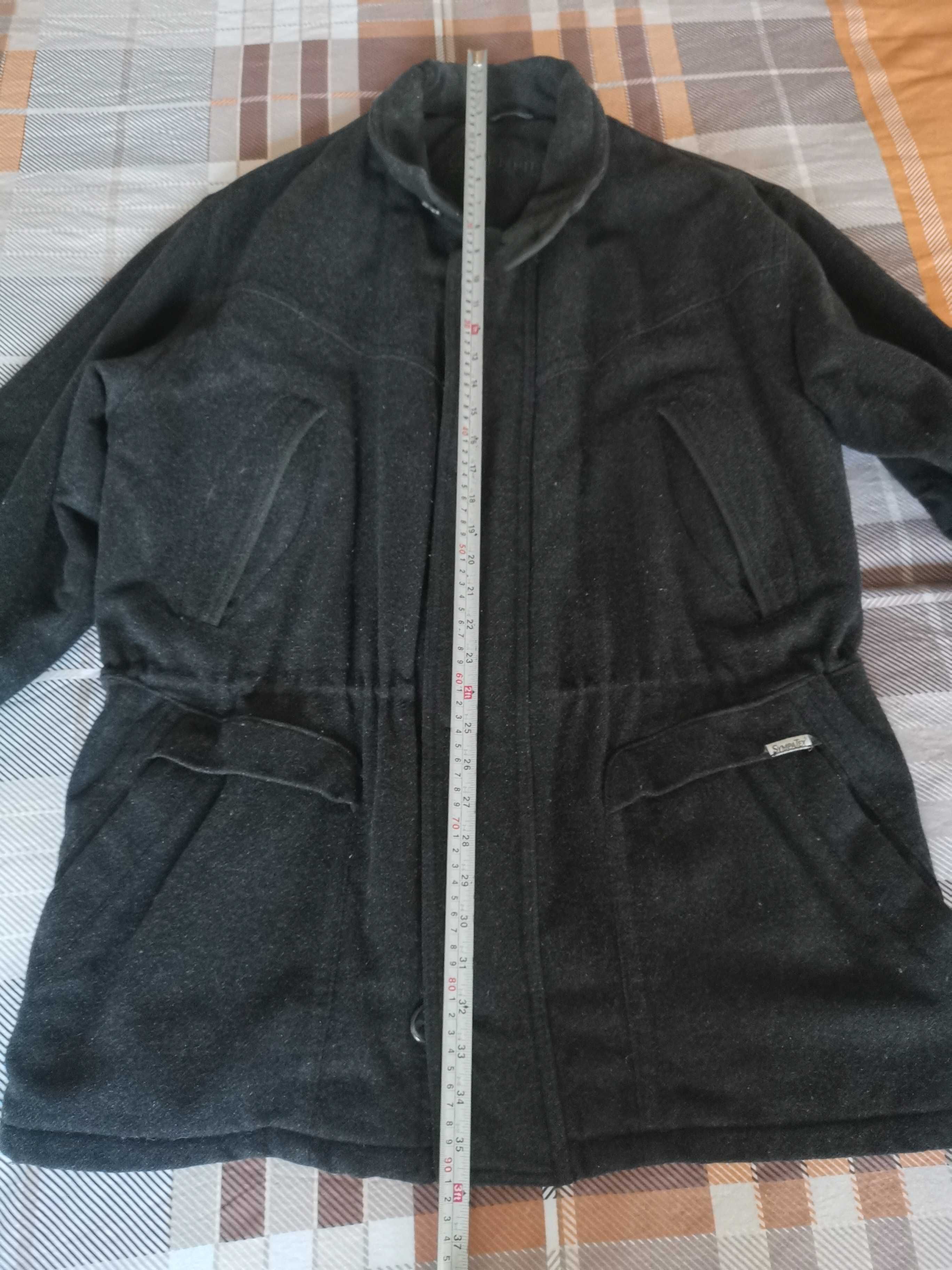 Płaszcz męski z wełny, czarny firmy Greenfield, używany, roz. 26 , XL