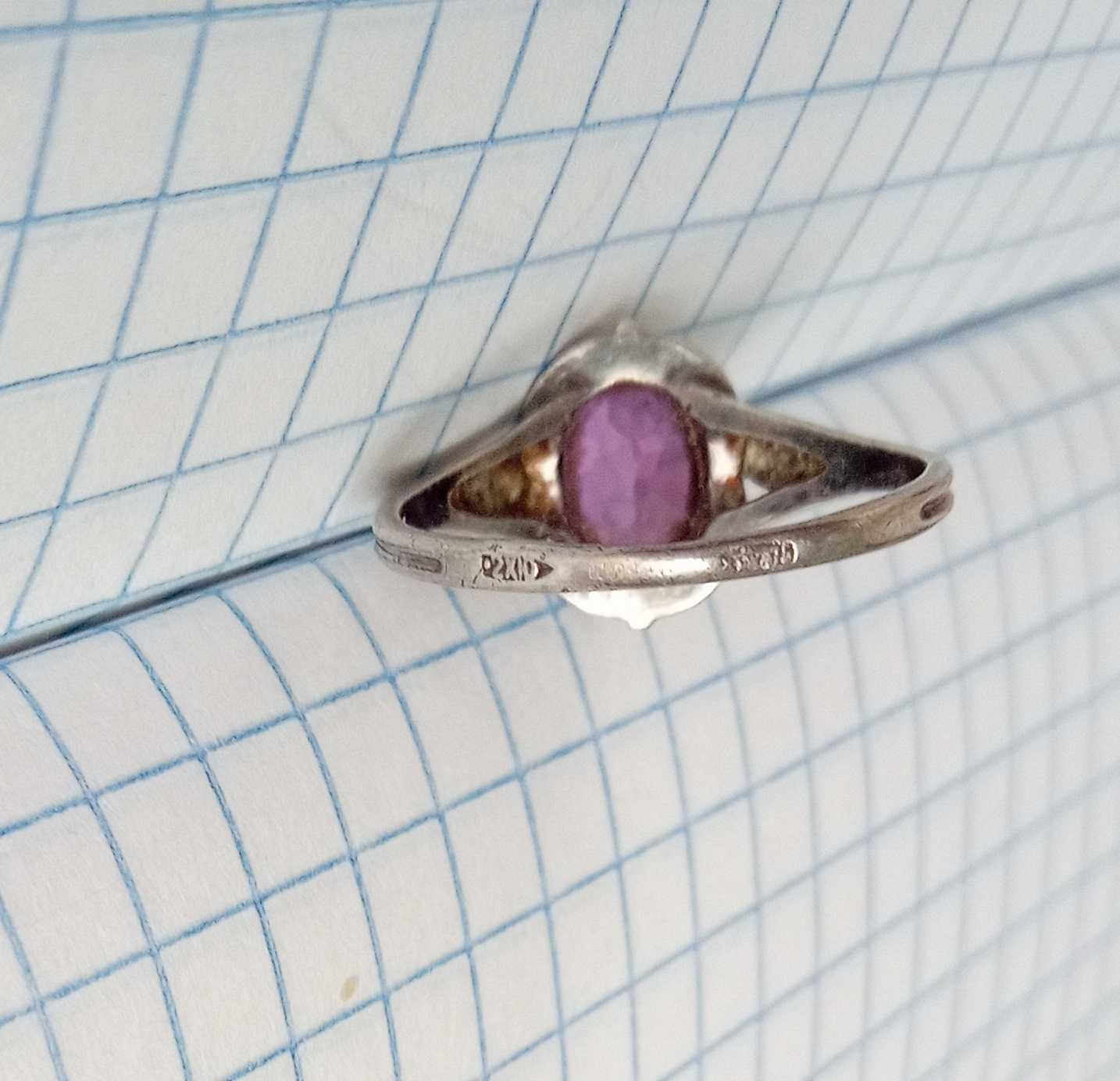 Кольцо з камнем, перстень срібло 875 проба. СССР вінтаж