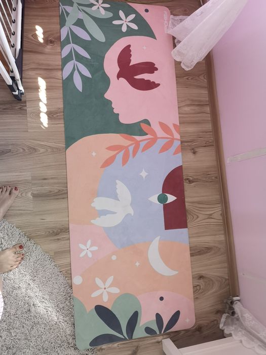 Mata do ćwiczeń Pastelowa różowa mata do jogi kolorowa