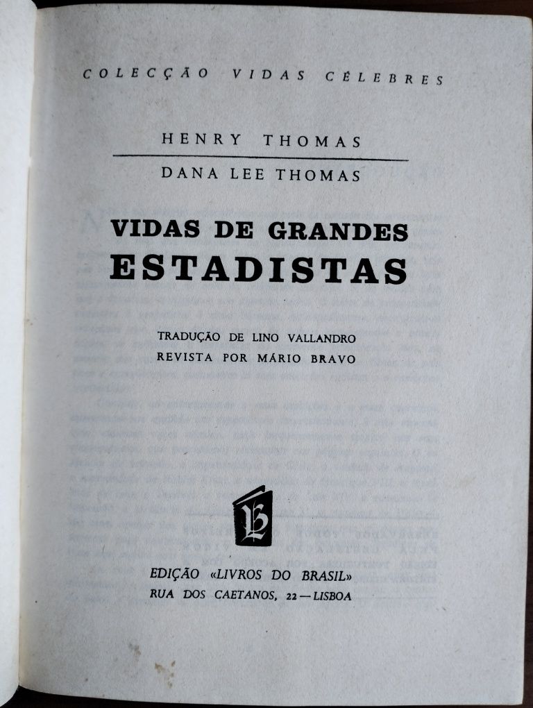 Livro Vida de Grandes Estadistas