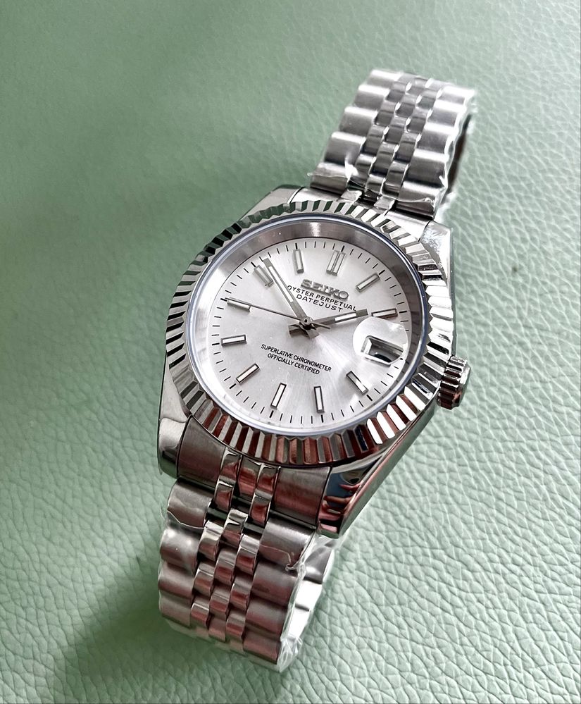 Customowy Zegarek Automatyczny Seiko Mod (Datejust Srebrny)