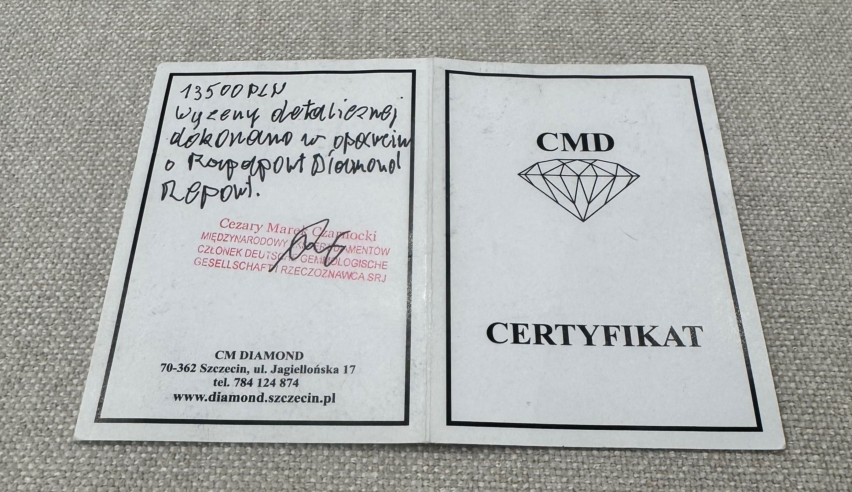 Złoty naszyjnik z naturalnymi diamentami próba 585