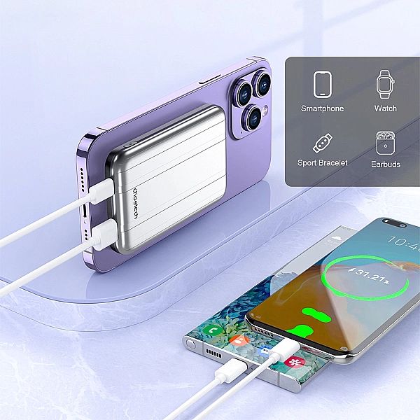 Mini powerbank Choetech B655 indukcyjny MagSafe USB-A / USB-C 5000mAh