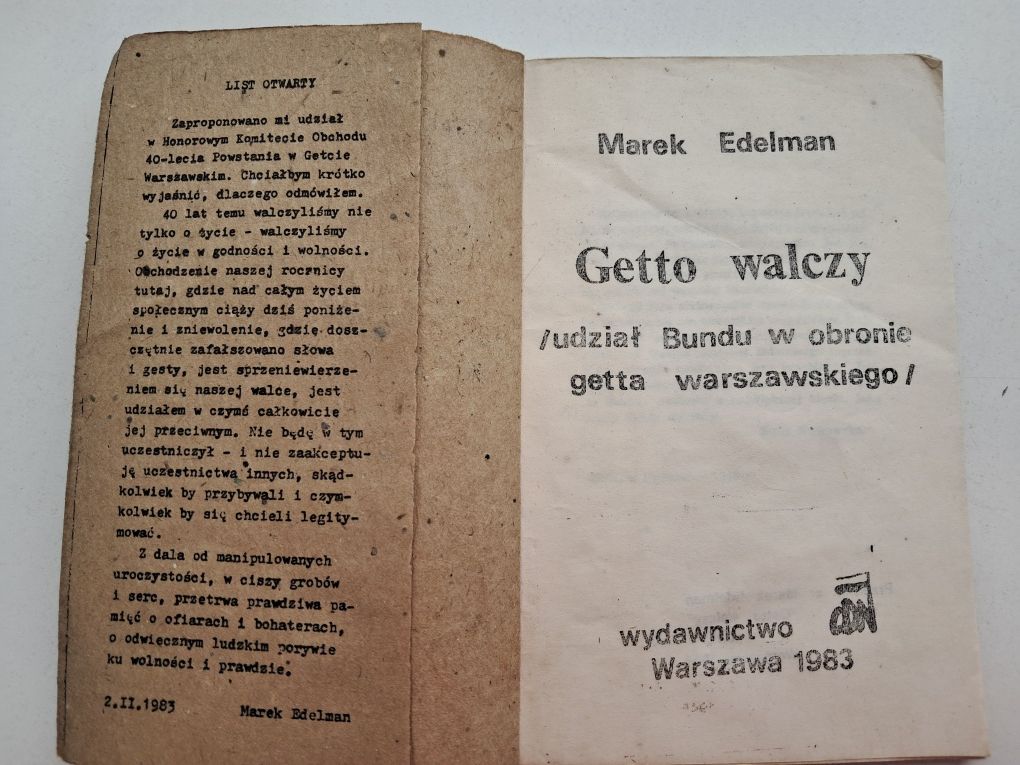 Getto walczy Marek Edelman  drugi obieg