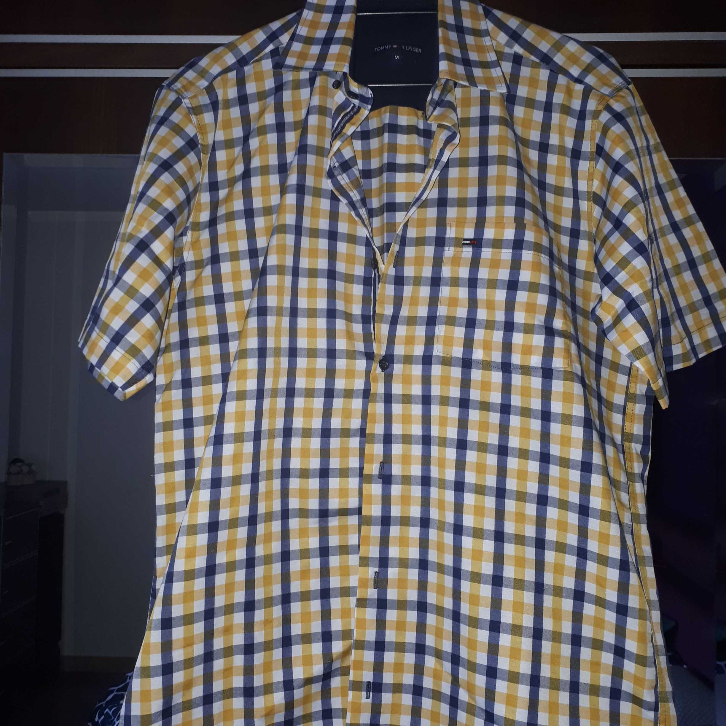 Męska koszula w kratę krótki rękaw roz. M Tommy Hilfiger