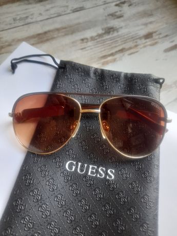 Okulary przeciwsłoneczne Guess oryginalne pilotki brązowe