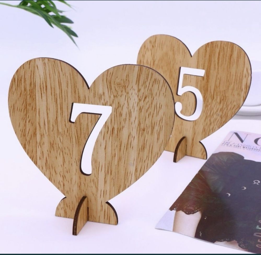Numery 1-20 na stół weselny, drewno