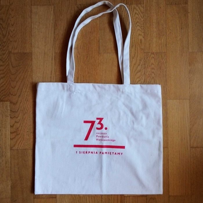 Torba materiałowa biała Powstanie Warszawskie 73 rocznica - nowa