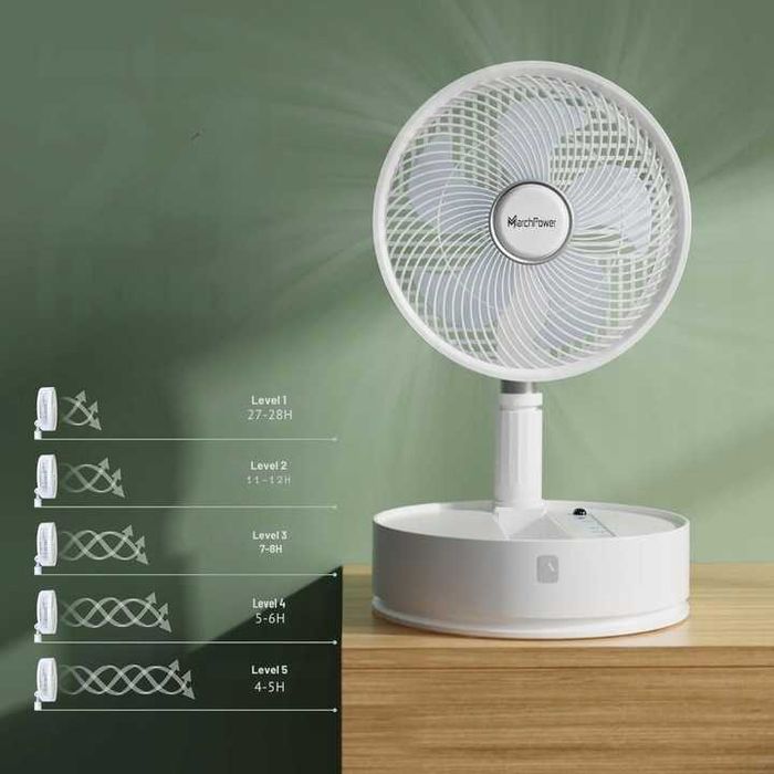 Wentylator podłogowy akumulatorowy rozkładany z pilotem