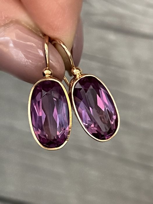 Золоті сережки з олександритом. Золотые серьги александрит СССР