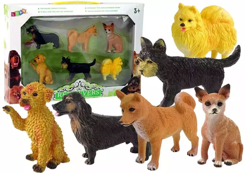 Zestaw 6 figurek psy rasowe. Leantoys