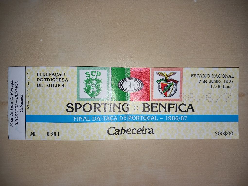 Bilhete Final Taça de Portugal 1986/87 - Sporting / Benfica