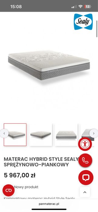 Materac 160x200 HYBRID STYLE SEALY sprężynowo-piankowy