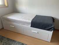 Cama dupla brimnes 80x200cm +2 colchões malvik pouco uso