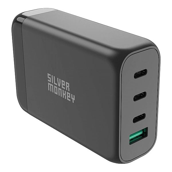 Ładowarka GaN Silver Monkey SMA151, 130W 3xUSB-C PD USB-A QC 3.0 z odł