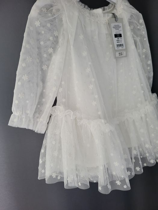 Nowa biała sukienka 74 Cool Club Smyk Chrzest wesele