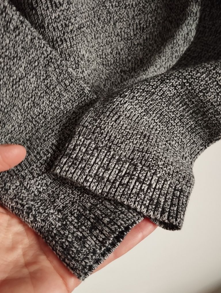 Bawełniany męski melanż sweter, dekoracyjny suwak r. S Jack&Jones