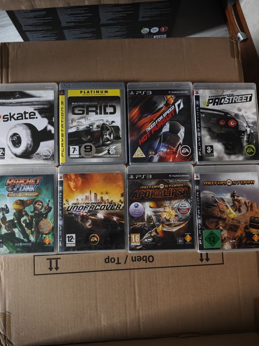 Zestaw 8 gier PS3 Playstation3 Skate Need for Speed Grid Ratchet Clank
