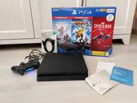 PlayStation 4 slim 10 gier pad pudełko okablowanie